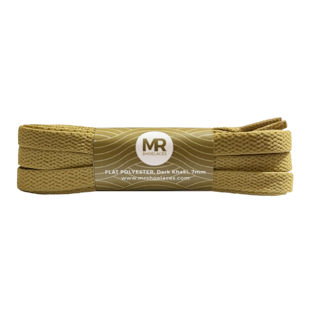 MR Shoelaces FP105 Dark Khaki (Dark Khaki) เชือกผูกรองเท้าโพลีเอสเตอร์แบน 7mm 80cm 90cm 100cm 120cm 