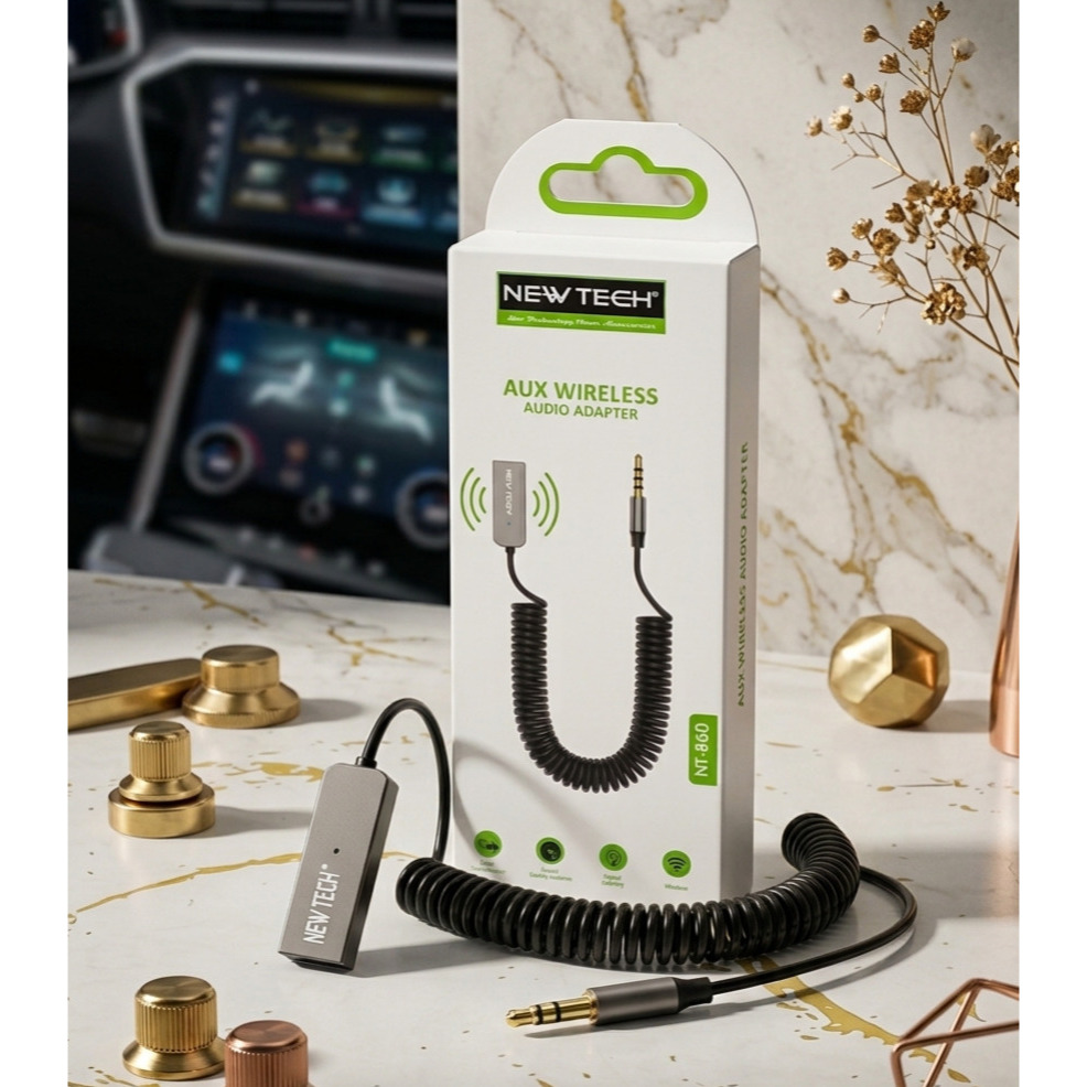 Newtech NT-860 สายสัญญาณเสียงไร้สาย Aux / รถเครื่องรับสัญญาณเสียงไร้สายบลูทูธ USB ถึง Aux 3.5 มม.สํา