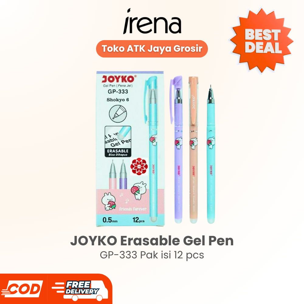 JOYKO ปากกาเจลลบได้ GP-333 Shokyo 0.5 มม. แพ็คปากกาลบได้ 12 ชิ้น