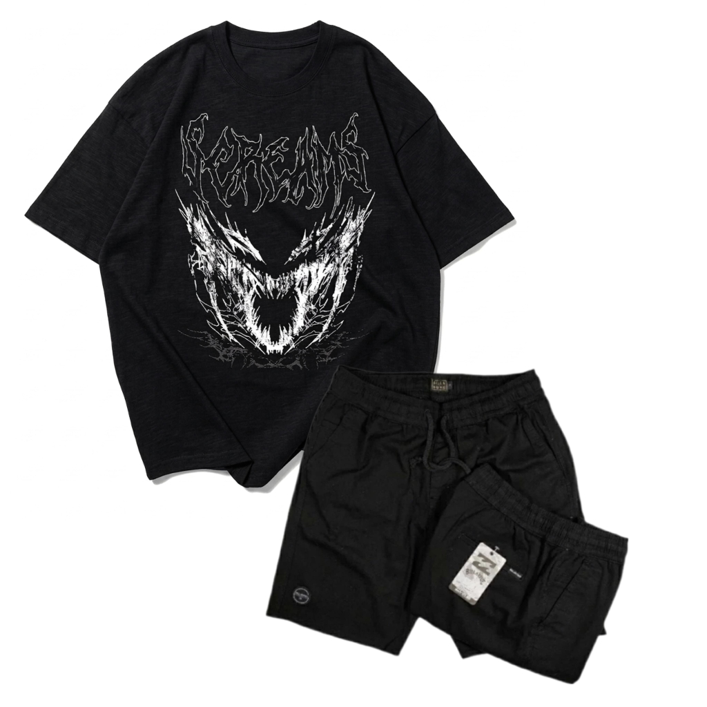 KATUN ชุดเสื้อยืด Scream และ Broadshort ทําจากผ้าฝ้าย 24s และผ้าฝ้ายเจาะ เหมาะสําหรับสวมใส่ทุกวันและ