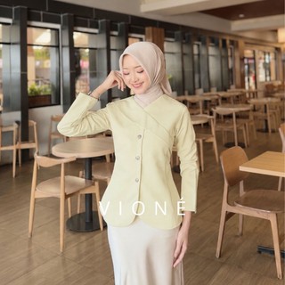 Vione  Éloire Asymmetric Blazer | Blazer Kemeja Wanita Premium Elegant Korean Style Mewah Casual Formal