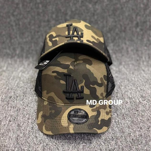 LA 8 Forty Adjustable Camo Trucker Mesh Hat Fashion Unisex ล่าสุด 2026 - หมวกลายพรางนําเข้า