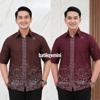 Kemeja Batik Pria Modern Lengan Panjang Casual Modis Slim Fit Trendy Masa Kini OL 162