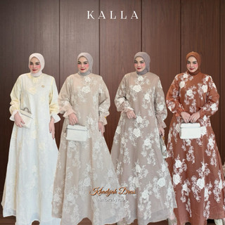Kalla - Khadijah Gamis Amorebyruby Premium Tencel Bordir Motif Bunga Embroidery All Size Jumbo Busui friendly