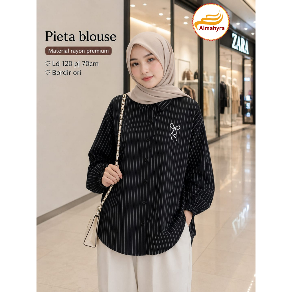 KATUN PIETA BLOUSE JUMBO LD 120 COTTON RAYON LATEST STRIPED MOTIF ผู้หญิง TOP LONG SLEEVE SIZE XXL