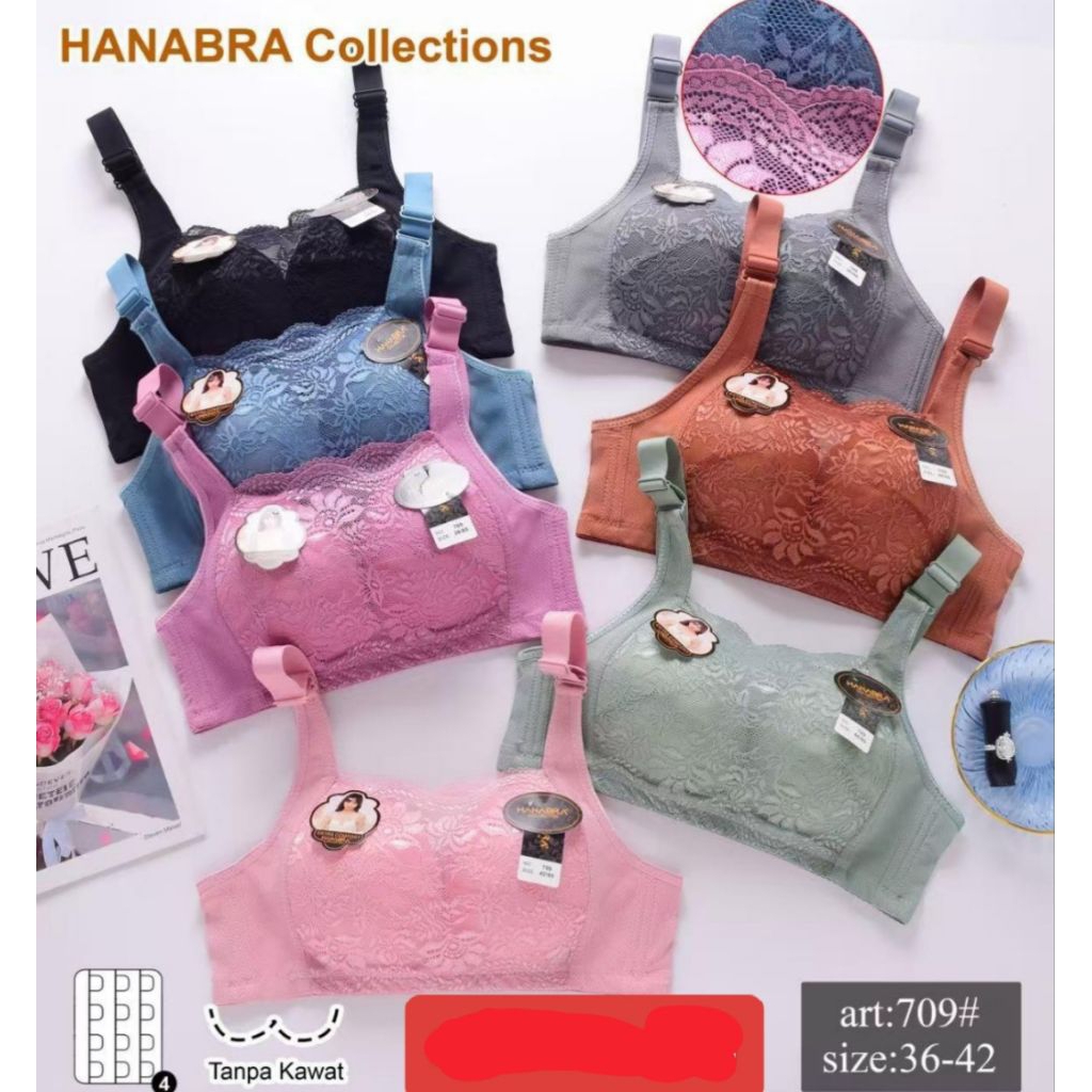 BH KEMBEM BRA มุ้งกันยุง CUP B | ถ้วยขนาดใหญ่ C พร้อมสายไฟ 3 ตะขอ Haanabra 36-42 STRETCHY ELASTIC CO