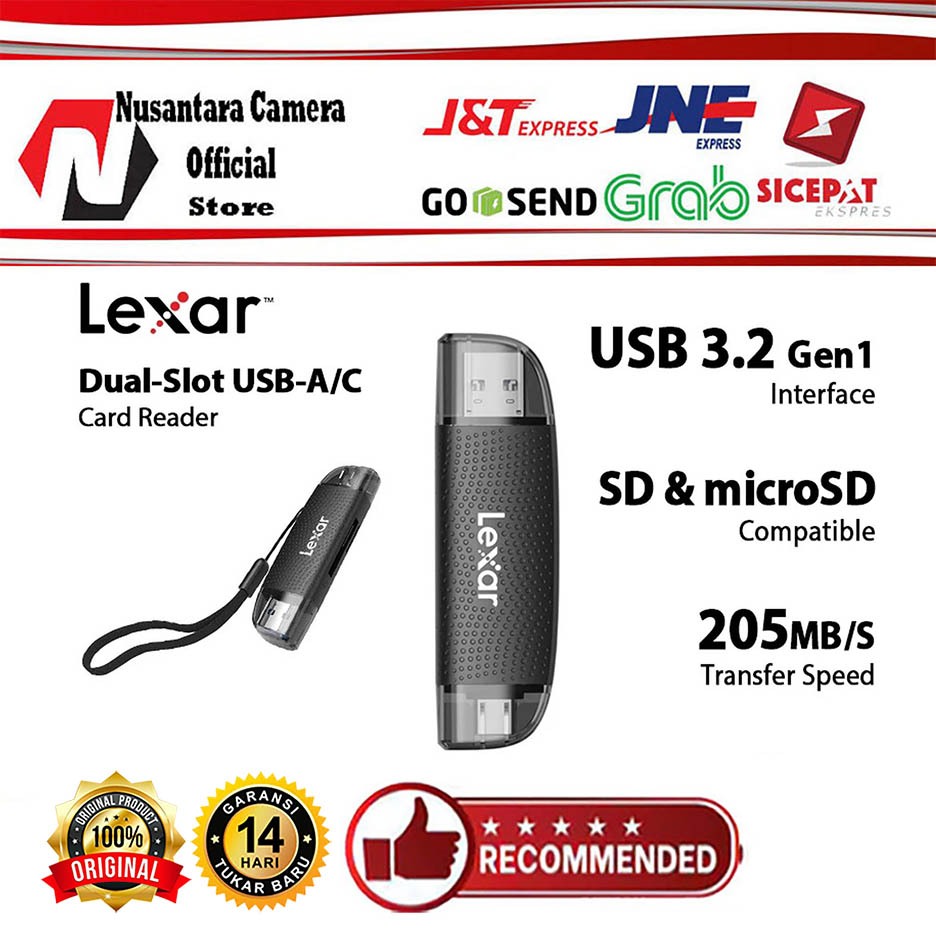 Lexar USB 3.2 Card Reader Dual Slot USB A/Type C สําหรับการ์ดหน่วยความจํา SD Card MicroSD SDXC Micro