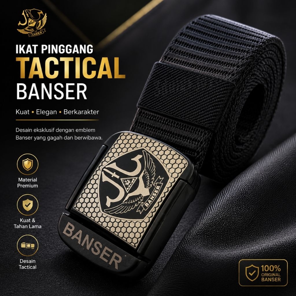 Tactical Banser Belt/Tactical Banser Buckle Belt สีดํา