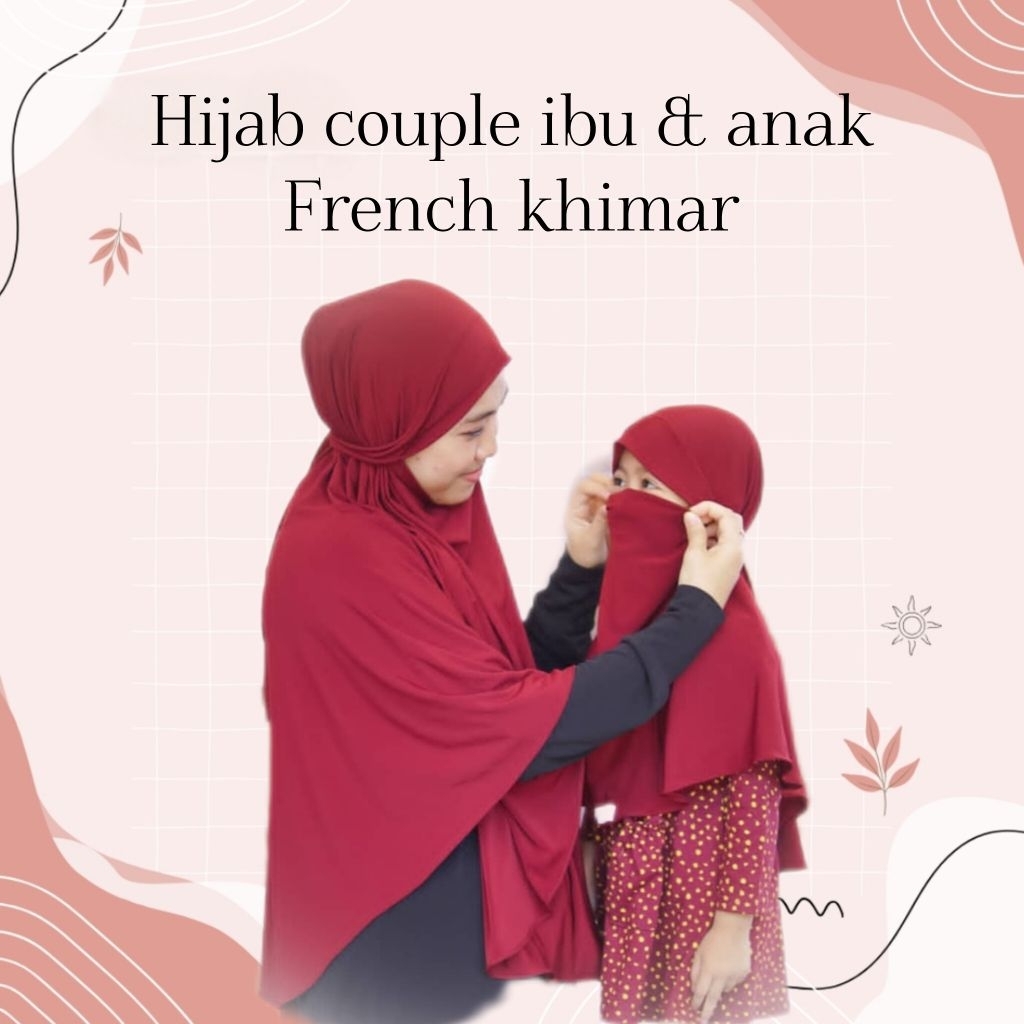 French Khimar Crincle COUPLE MOM & KIDS Hijab