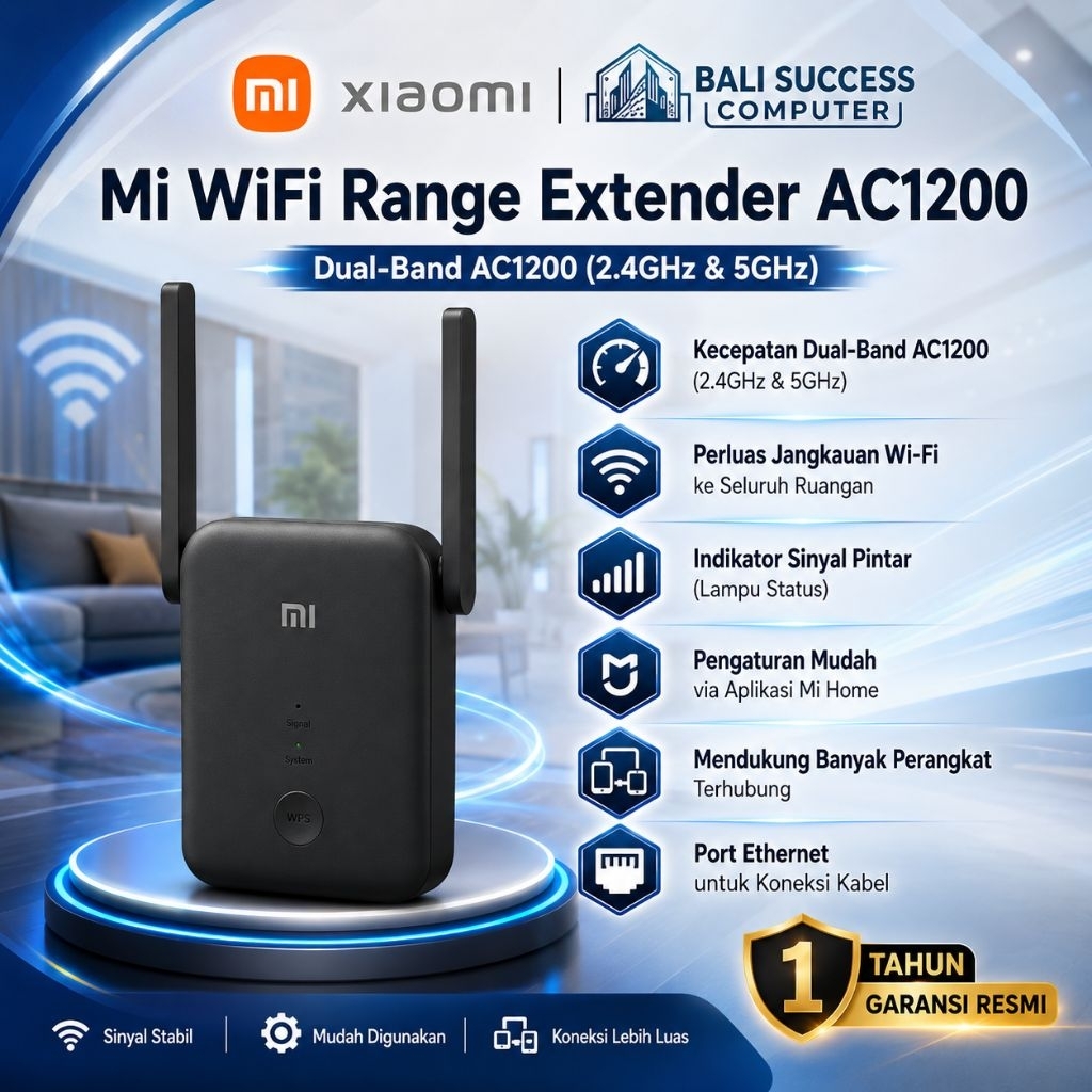 Xiaomi Mi extender AC1200 เครื่องขยายสัญญาณ Wifi ความเร็วสูงสุด 1200Mbps Repeater การรับประกันอย่างเ