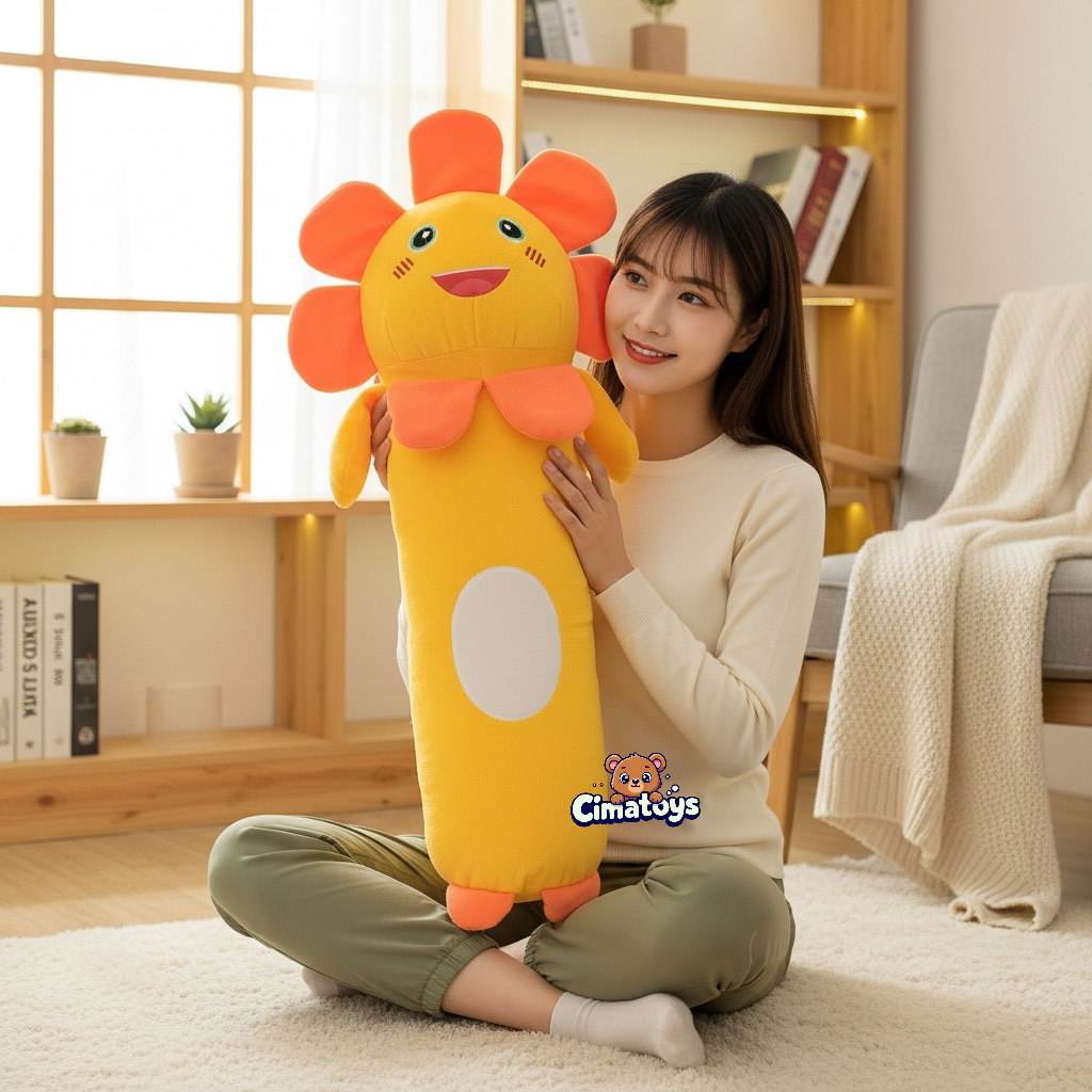 หมอนข้างดอกไม้ Nailong Sun ยาว 60 ซม. / หมอนข้างตุ๊กตา Nailong น่ารัก