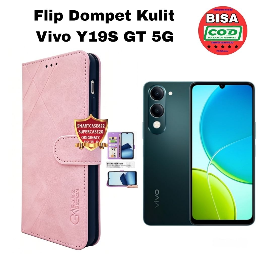 Flip Casing VIVO Y19S GT 5G Case Leather Wallet Cover Hp Open Close Can Store Cards Standing Mobile 