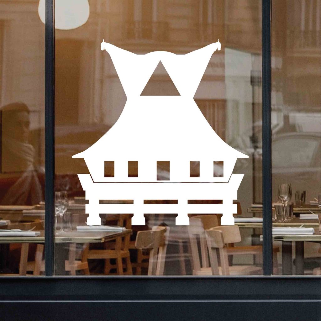 KARO TRADITIONAL HOUSE สติ๊กเกอร์สําหรับติดรถยนต์ WINDOWS, CAFE GLASS (222)