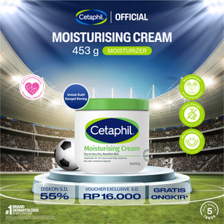 Cetaphil Moisturizing Cream 453g dengan Sunflower Oil, Vitamin E dan Almond Oil Pelembap Wajah & Kulit untuk Kulit Sangat Kering dan Sensitif