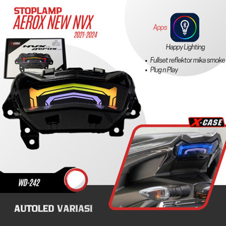 Lampu stop Aerox New NVX Rgb Aplikasi fullset mika smoke Pnp Aerox New 2021-2024