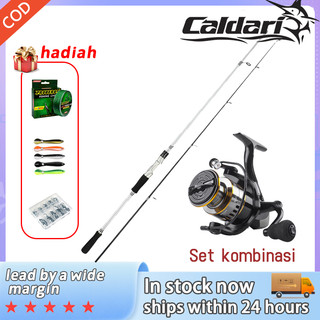 Caldari Reel Pancing Set Portable Fishing Rod Reel Set 2 Section 12+1BB 5.2:1 High Speed Combo Set