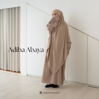 Adiba abaya embroidery natural fabric linen bordir Shaimamodest