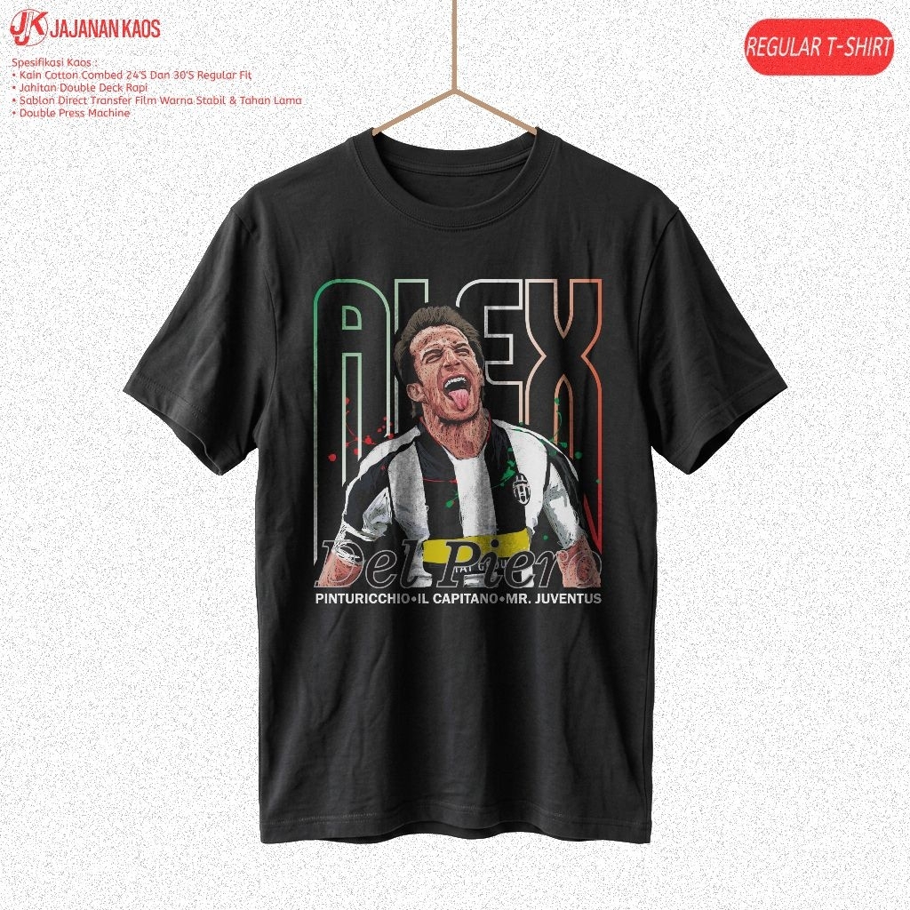 KATUN JUVENTUS ALEX DEL PIERO Scribble Art Football Distro T-Shirt - Premium 24S Combed Cotton - Reg