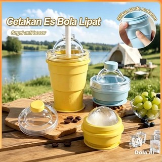 CANGKIR GELAS LIPAT SILICON CETAKAN ES BATU BOLA UKURAN BESAR  325ML GELAS ES BOLA LIPAT SILIKON 2IN1
