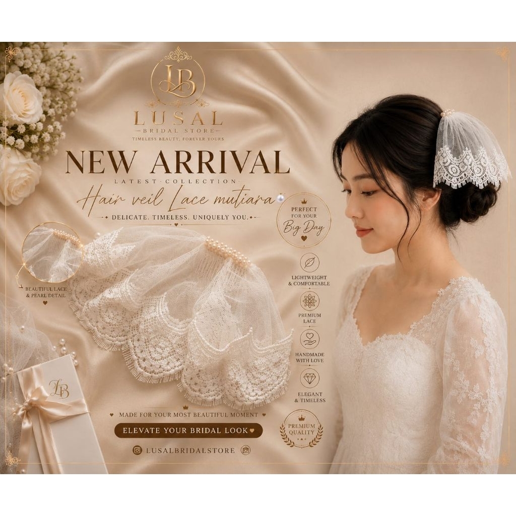 PEARL LACE HAIR VEIL