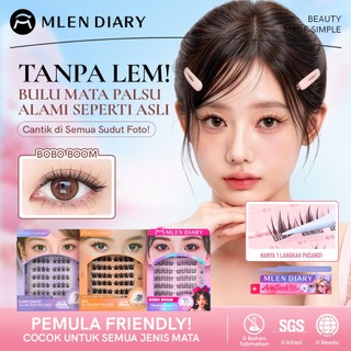 MLEN DIARY Bulu mata palsu pemula bebas lem, tidak perlu menggunakan lem, bulu mata palsu dapat digunakan kembali