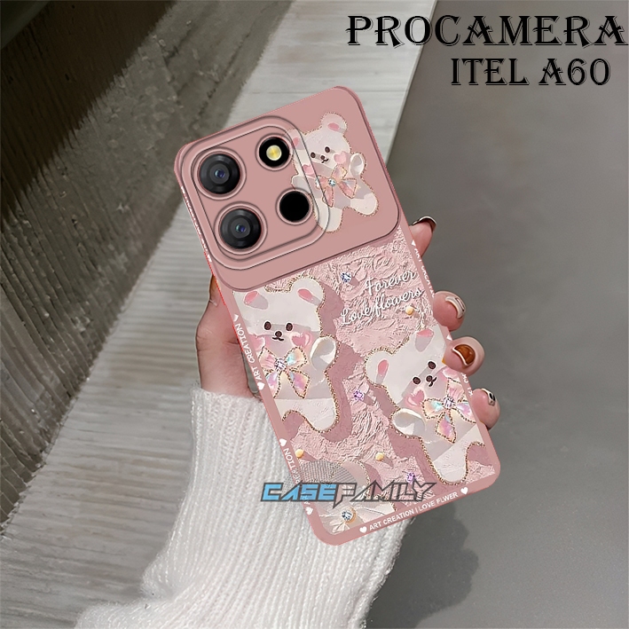HP Fashion case ITEL A60 - A60s หมีน่ารัก Motif TPU Bumper ชาร์จโทรศัพท์ใหม่ล่าสุด