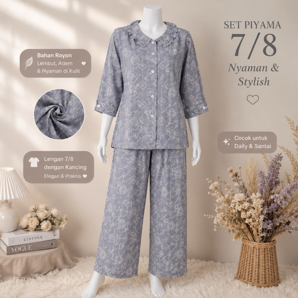 ชุด RAYON SIE LIE CP 7/8 SLEEVE ABG | SIE LIE NIGHTWEAR | ชุดนอน |