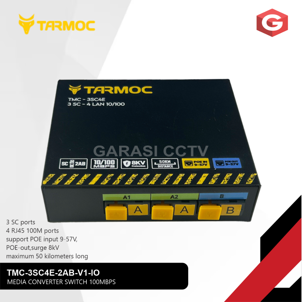 ตัวแปลงสื่อ Tarmoc POE IN + OUT Switch 3 FO 4 LAN - AAB - TMC-3SC4E-2AB-V1-IO