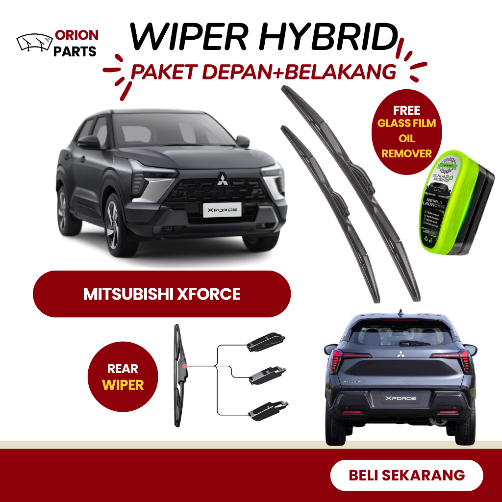 แพ็คเกจปัดน้ําฝนกระจกรถยนต์ Mitsubishi Xforce 1 ชุดด้านหน้าด้านหลังฟรีน้ํามันถอด