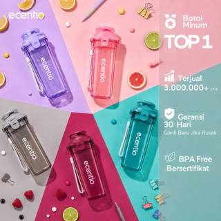 ecentio botol minum Portable 500ml aesthetic Olahraga bottle tail benning Anti Bocor botol plastik dengan saringan teh botol minum anak laki bpa free botol tumbler