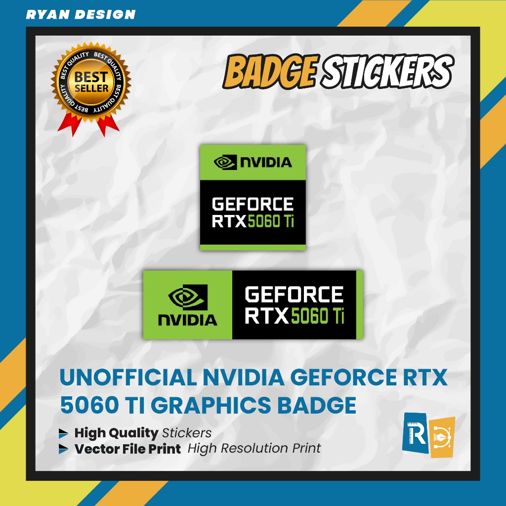 Nvidia Geforce RTX 5060 TI สติ๊กเกอร์โลโก้โฮโลแกรมป้ายกราฟิกการ์ด (Unofficial)