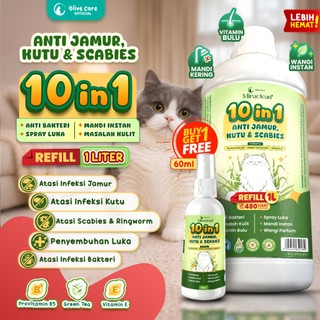 Olive Care 10 in 1 ALL SKIN SOLUTION REFILL Anti Kutu, Jamur, Scabies, Bakteri, Spray Luka, Ringworm, Ketombe, Gatal, Ruam Merah, Masalah Kulit, Vitamin Bulu, Dry Shampo, Fungsi Mandi & Wangi Instan, Parfum Kucing dan Hair Mist Miraclean