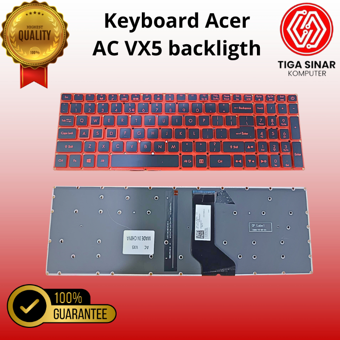 Acer Nitro 5 AN515-51 VX5-591 VX5-591G VX5-793 N16W3 N16W4 คีย์บอร์ดแบ็คไลท์สีแดง