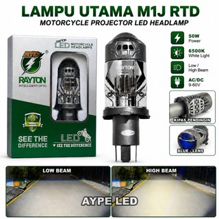 Lampu Utama Mini Biled Projector H4 M1J RTD Rayton Bluelens 50 Watt Kipas Pendingin