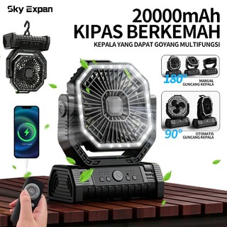 Sky Expan Kipas angin portable 20000mAh,Kipas Kemah,pengaturan angin 3 tingkat, layar LED, portabel, dapat dilipat, luar ruangan