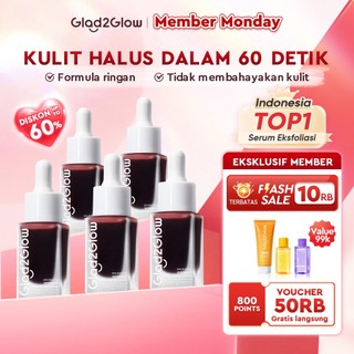 Glad2Glow Peeling Solution Serum Eksfoliasi Wajah 60 detik Menghaluskan Kulit AHA BHA PHA serum wajah glowing pelembab mencerahkan peeling exfoliating serum g2glow official store