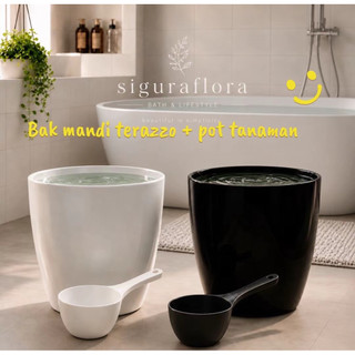Bak air terazzo Uk 60/50/40 bahan plastik gratis gayung // pot tanaman lovenia