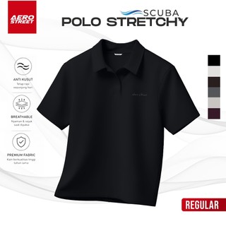 Aerostreet Zean Kaos Polo Scuba Pria Hitam Polo Shirt Kerah Cowok Men Casual Tidak Mudah Kusut Clean Look