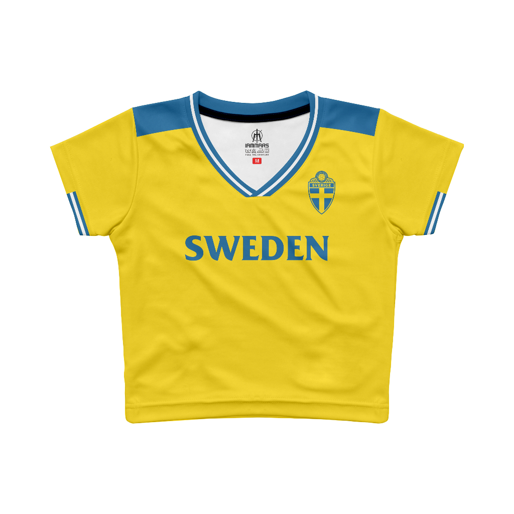 SWEDEN Y2K SLIM FIT PREMIUM WOMENS V-NECK CROP TOP JERSEY