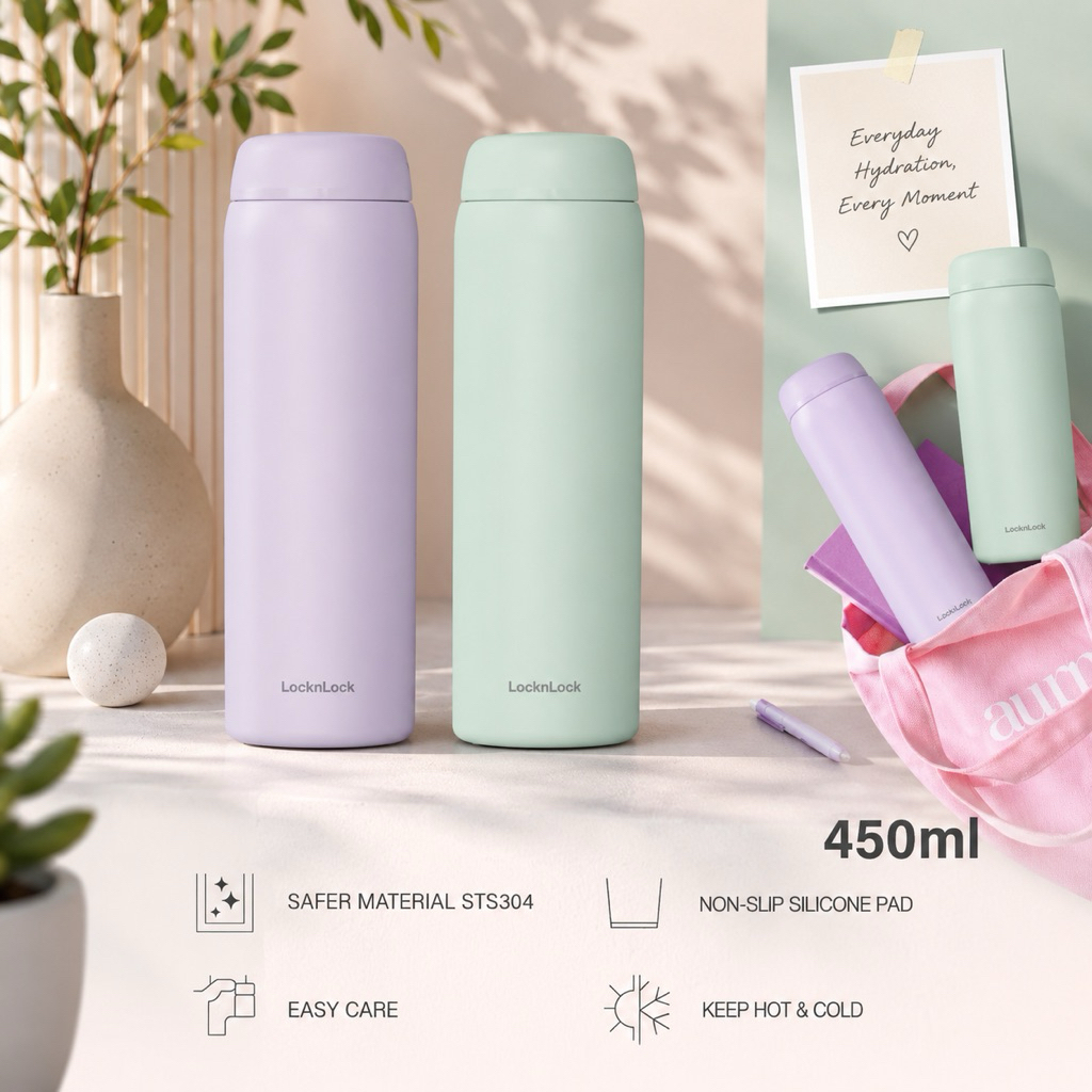 Lock n Lock Tumbler LHC4387 Ready Hot & Cool แก้วสูญญากาศ Tumbler Lock&Lock 450ml ORIGINAL LOCK & LO