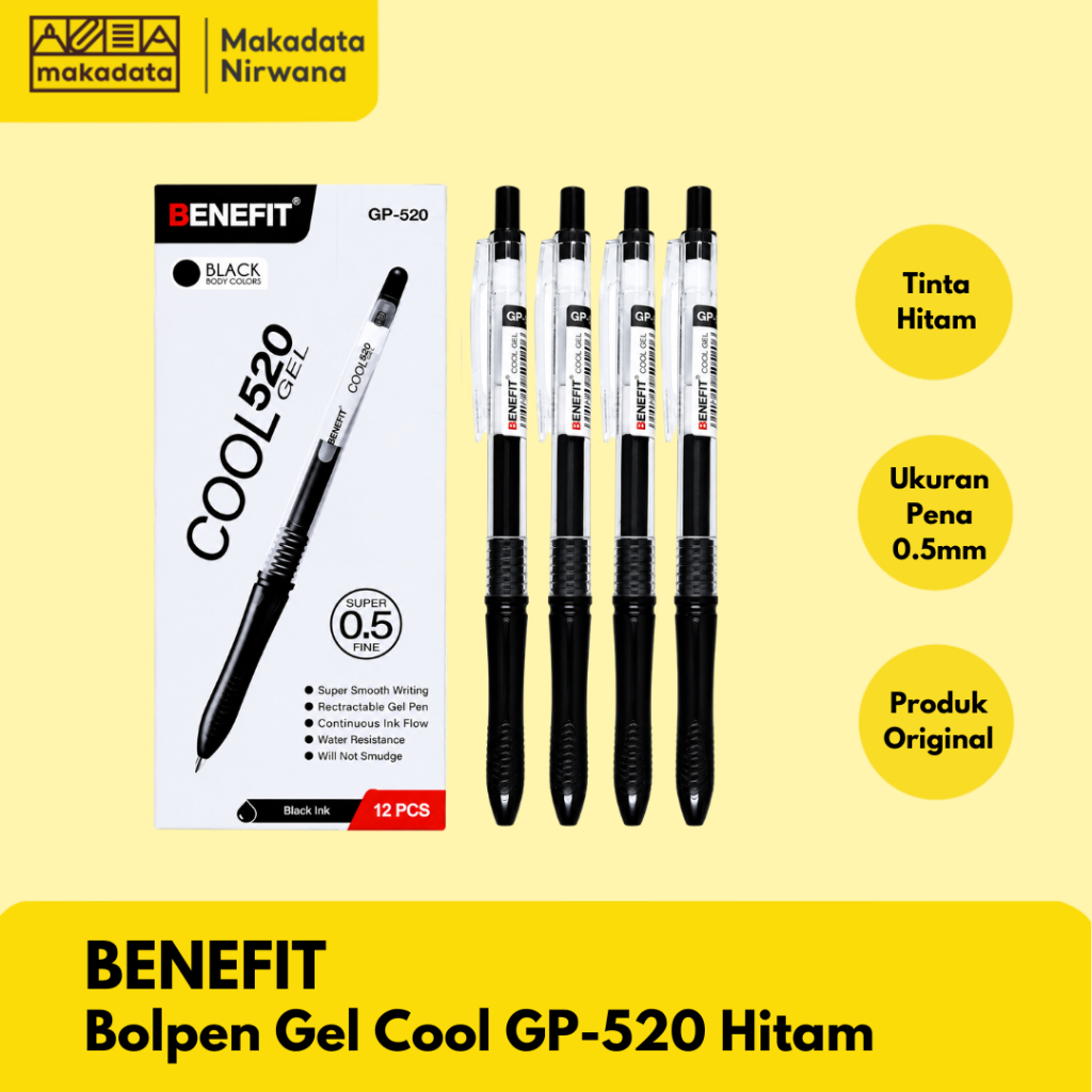 BENEFIT BALLPEN/BULLPOINT/PEN GP-520 BLACK (1 PACK)