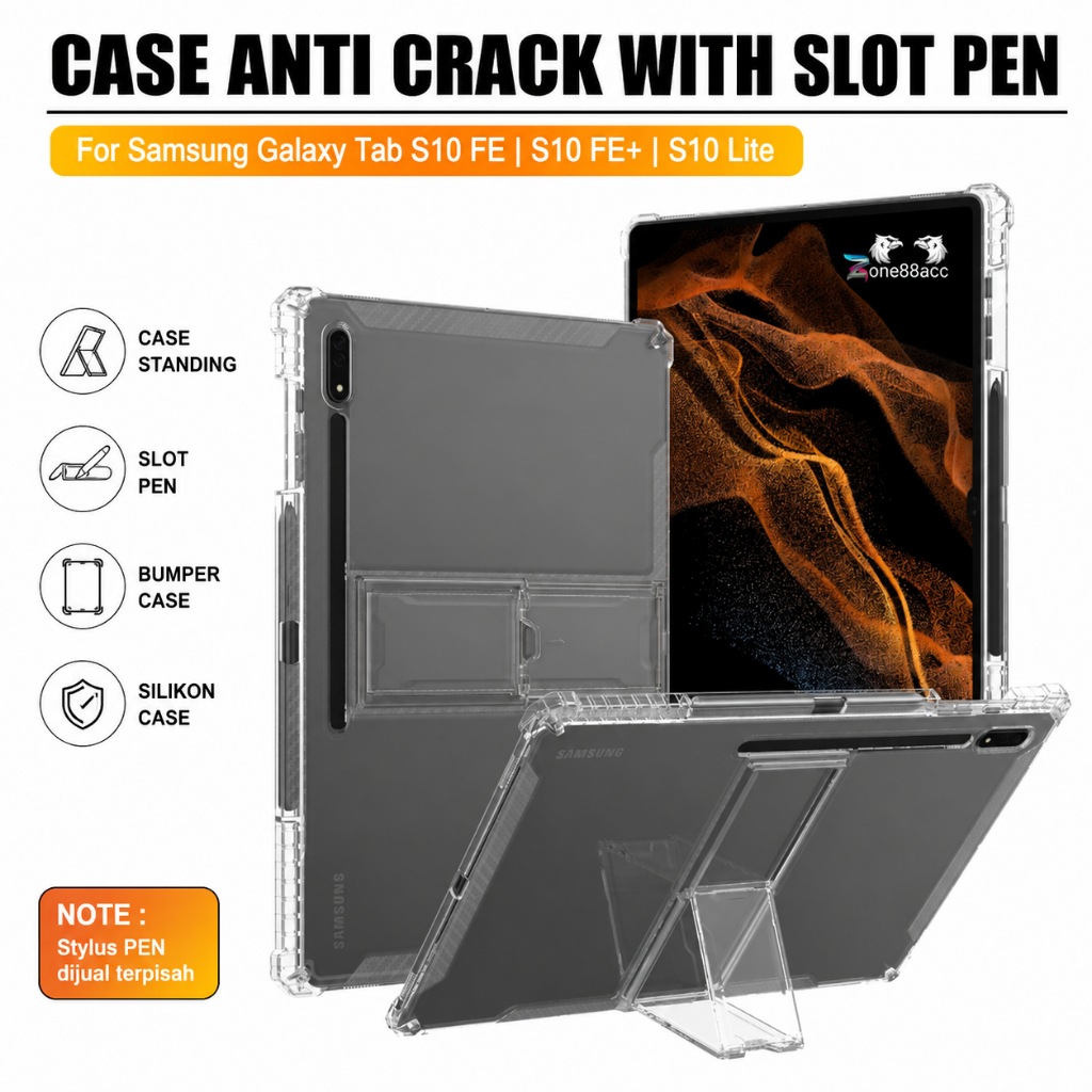 Samsung Galaxy Tab S10 Lite / S10 FE / S10 FE+ เคสนิ่มป้องกันการแตกร้าวยืน / เคส Samsung s10 lite / 