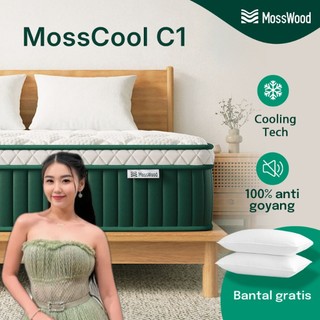 [FREE Bantal] Mosswood Cool C1 Kasur Ice Silk Memory Foam Cooling Mint Kasur Busa Pocket Spring Bed Lantai  Matras 25cm