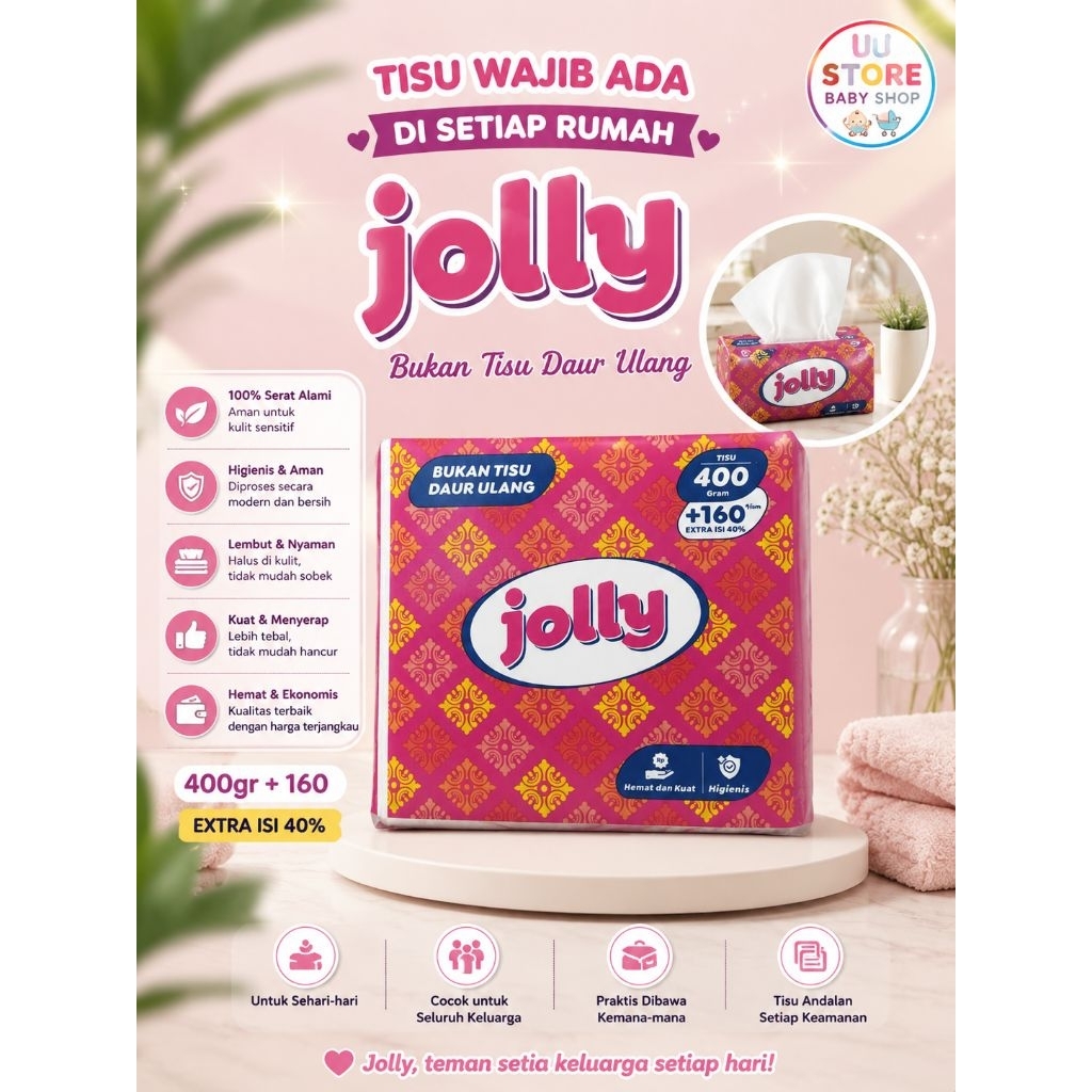 กระดาษเช็ดหน้า Jolly 560gram กระดาษเช็ดหน้า / กระดาษเช็ดหน้า Jolly / ทิชชู่ Jolly Jolly