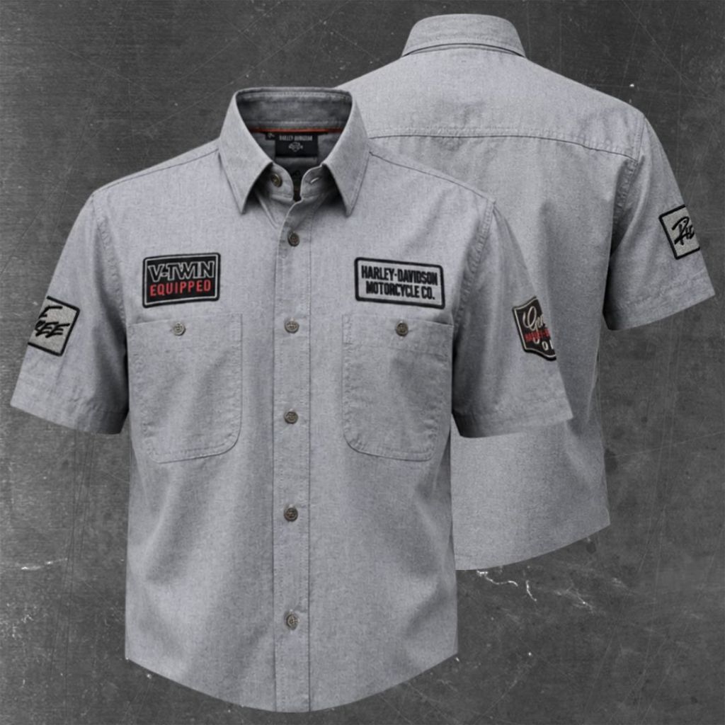KEMEJA HARLEYDAVIDSON TwoTone VTwin Patch Shirt 993