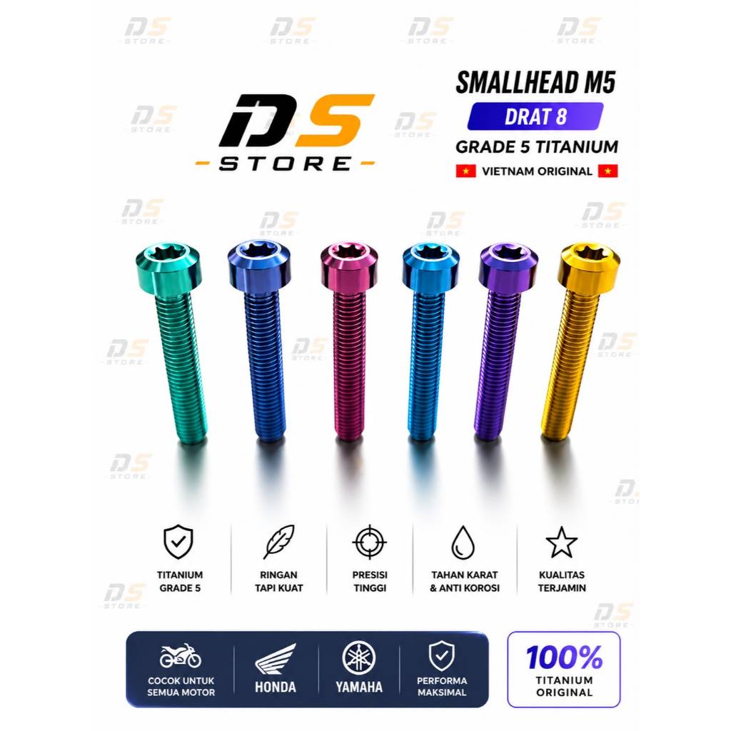 SMALLHEAD TITANIUM BOLT M5 THREAD 8 TITANIUM ORIGINAL VIETAM GRADE 5 FJN TITANIUM ราคาหน่วย
