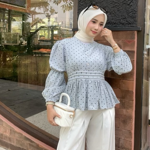 HAGOO JAVANA BLOUSE TOPผู้หญิง POLKADOT BLOUSE [BB 55]