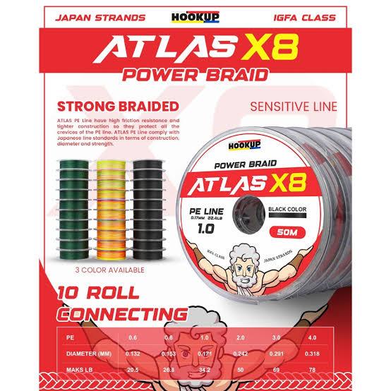 ตะขอ Pe UP Atlas x8 0.8 เชื่อมต่อ 50 ม