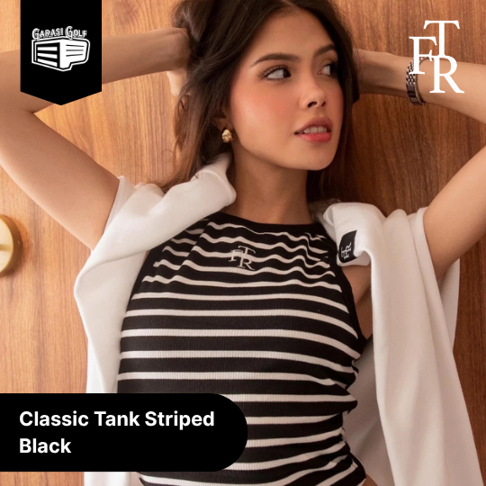FTR Womens Classic Tank Striped Black - เสื้อโปโลกอล์ฟ Padel Tennis สําหรับผู้หญิง