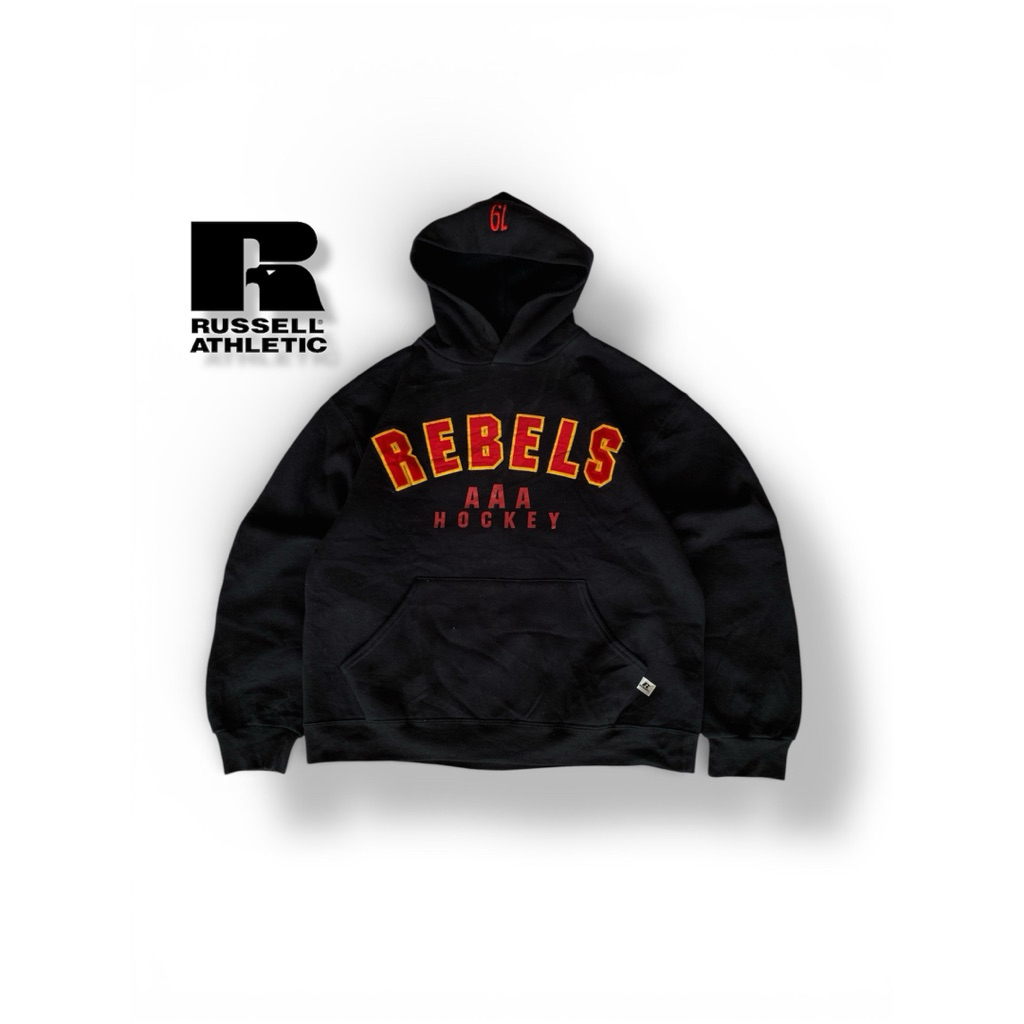 Russell Athletic เสื้อฮู้ดสีดํา Rebels AAA Hokiey